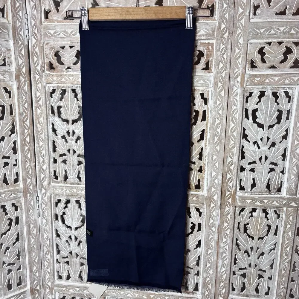 Vintage London Fog Paisley Wool Silk Opera Scarf Blue 11